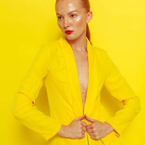 Bright all yellow 2 piece suit